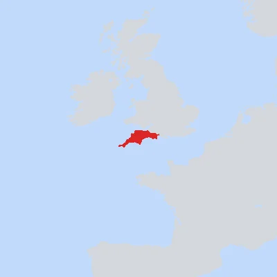 Map showing the location of South-West England in Hearts of Iron IV